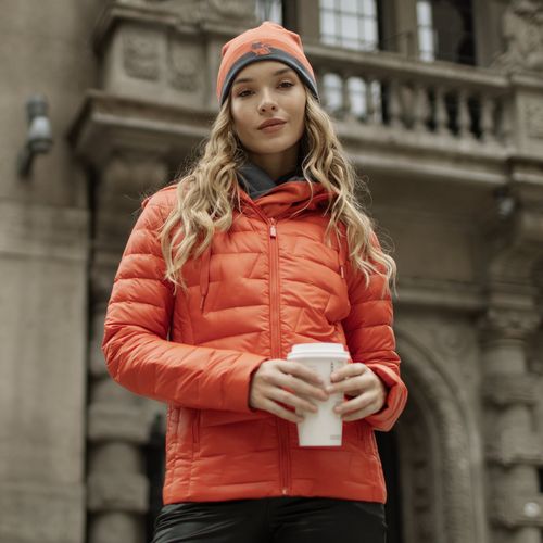 Casaco feminino puffer Ultralight Alpine Andorra com capuz removível