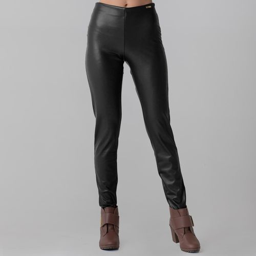 Calça legging feminina Lille forrada com pelinho e em courino sintético