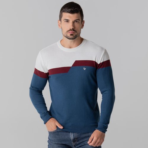 Suéter masculino em tricô premium Sheffield gola redonda