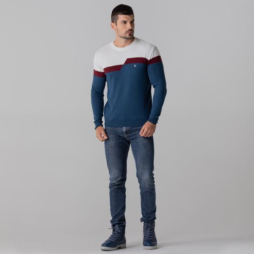 Suéter masculino em tricô premium Sheffield gola redonda