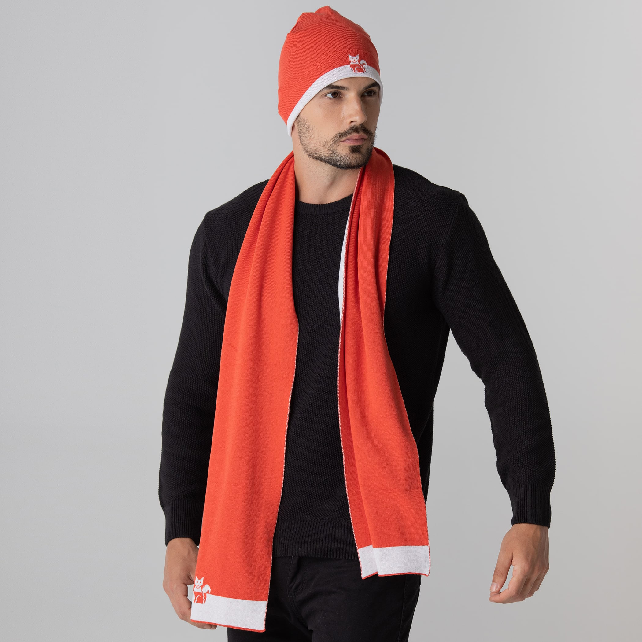 Cachecol em tricô Polar Fox
