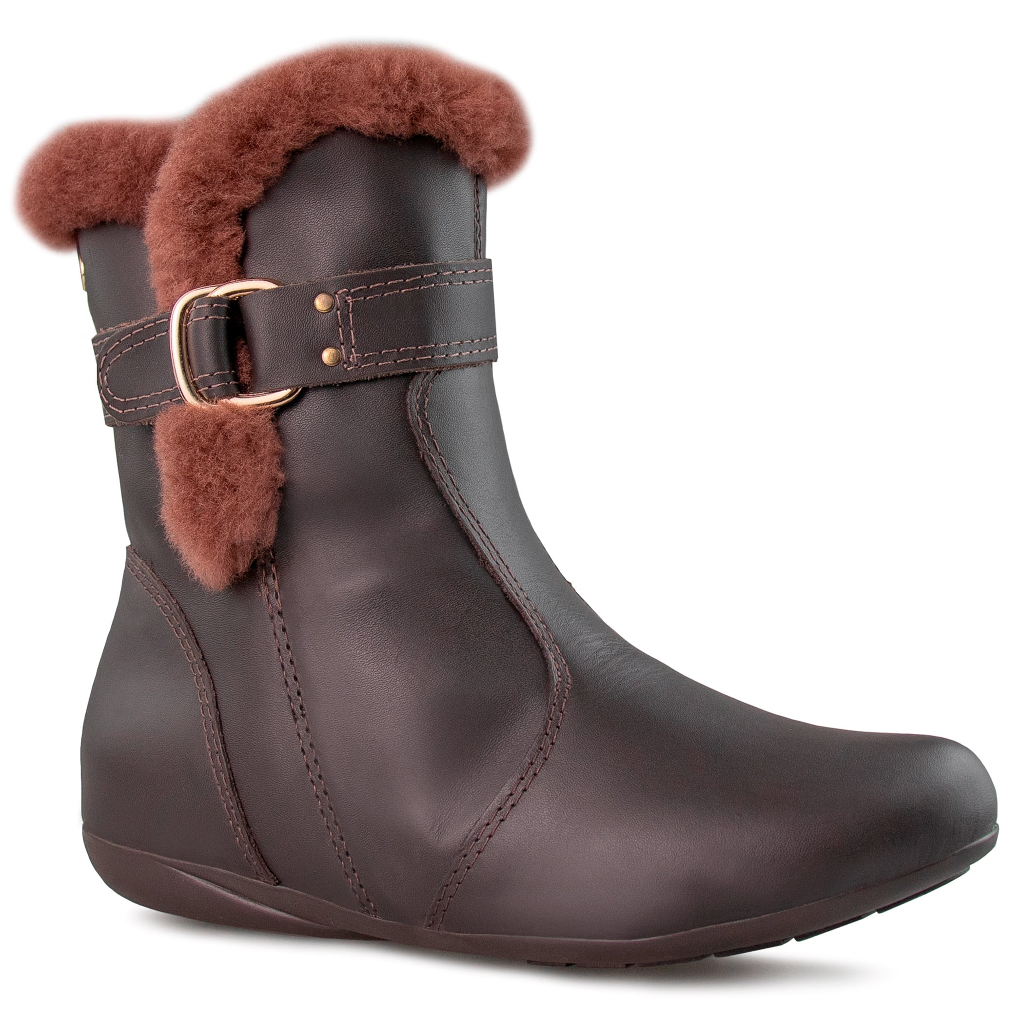 Bota feminina rasteira forrada em lã natural New Vancouver Ref.:23652