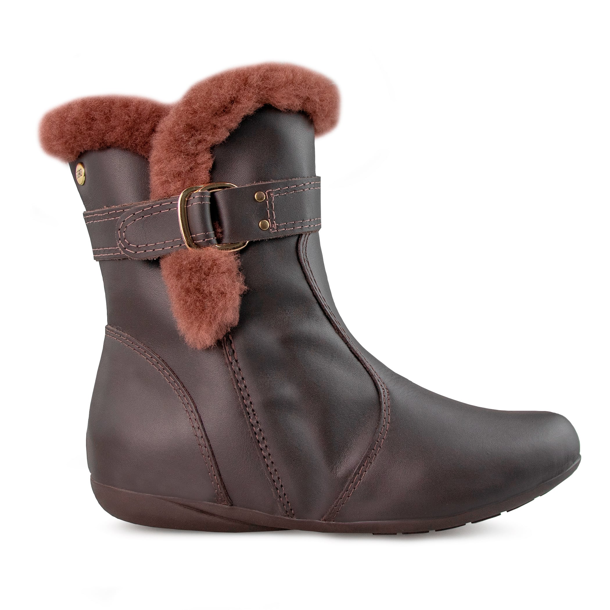 Bota feminina rasteira forrada em lã natural New Vancouver Ref.:23652