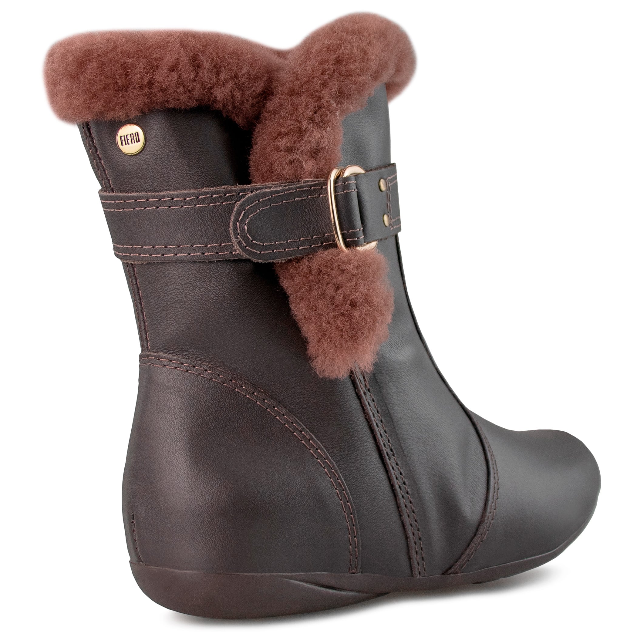 Bota feminina rasteira forrada em lã natural New Vancouver Ref.:23652