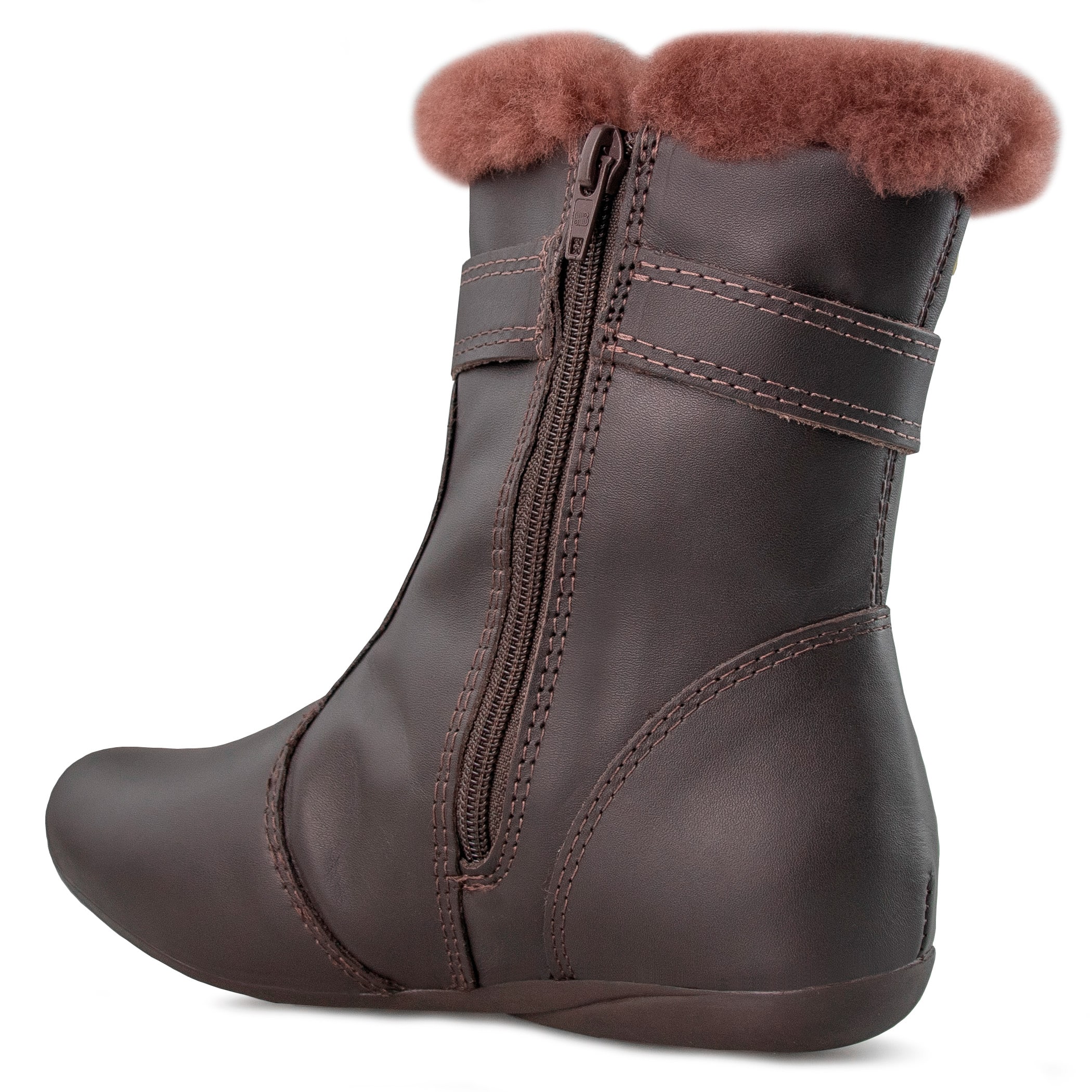 Bota feminina rasteira forrada em lã natural New Vancouver Ref.:23652