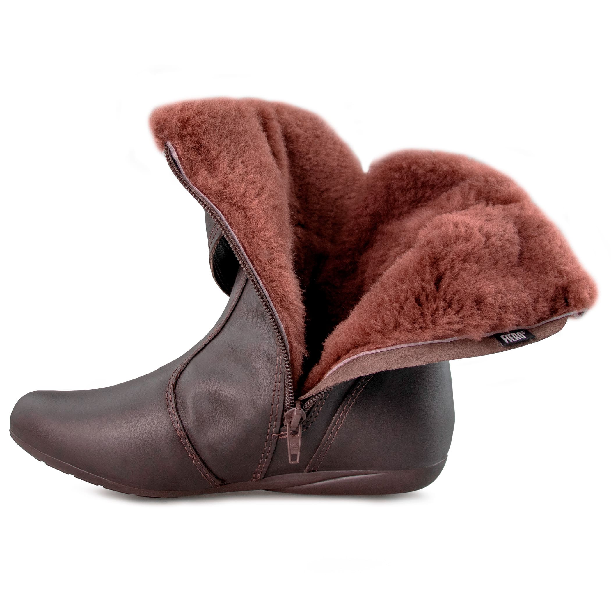 Bota feminina rasteira forrada em lã natural New Vancouver Ref.:23652