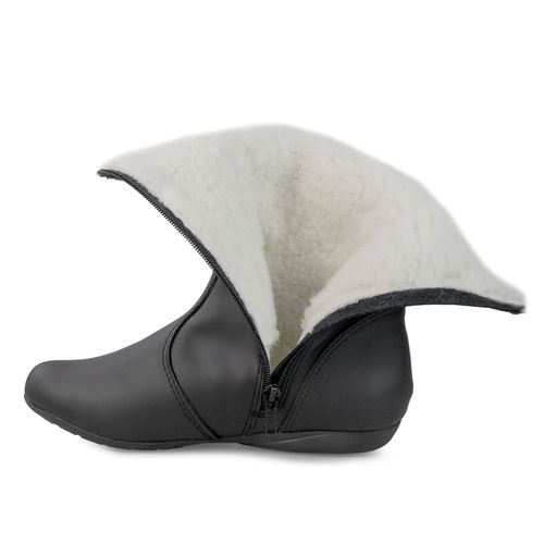 Bota feminina rasteira New Toronto forrada em lã sintética Ref.:23659
