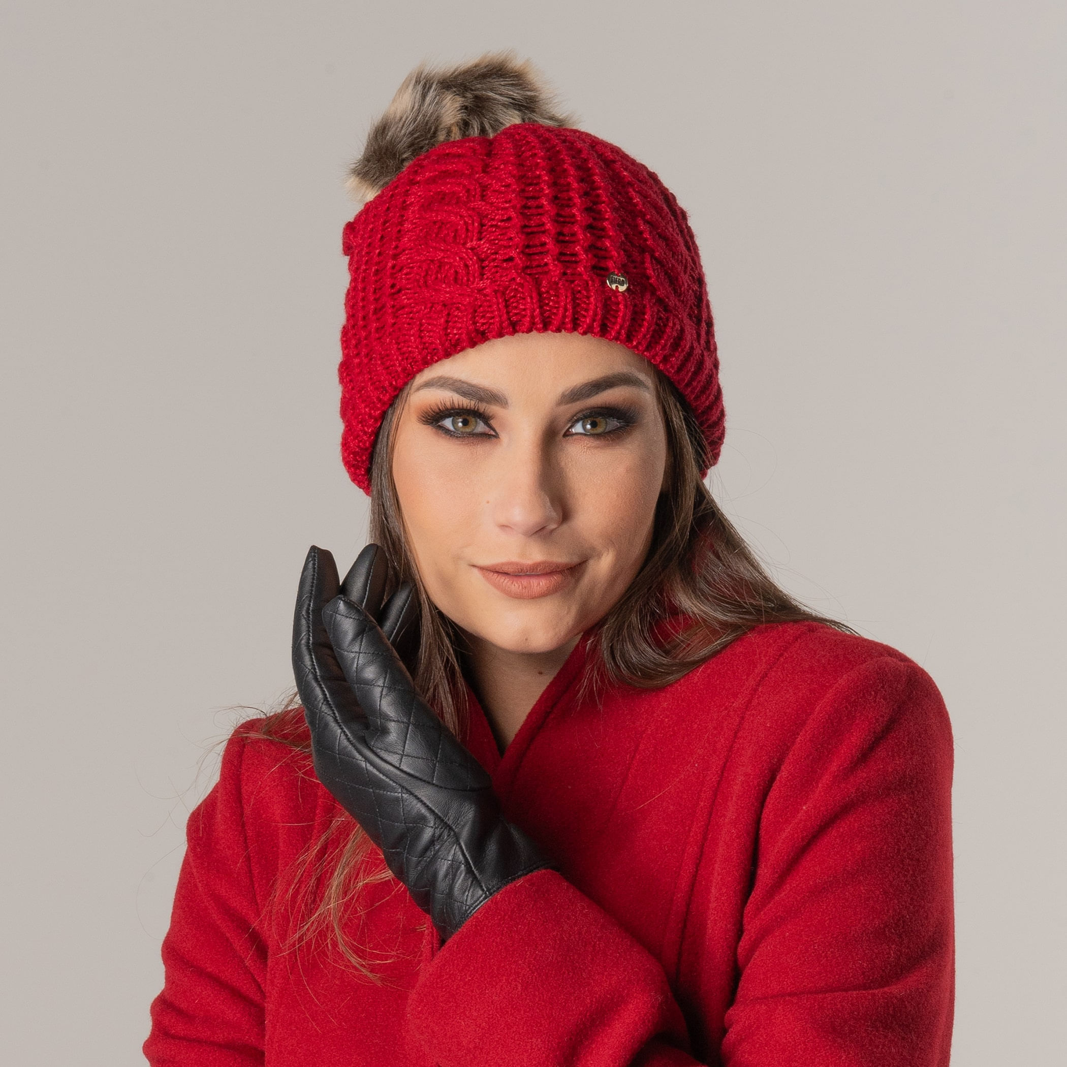 Gorro Feminino Pompom Copenhague forrado em lã