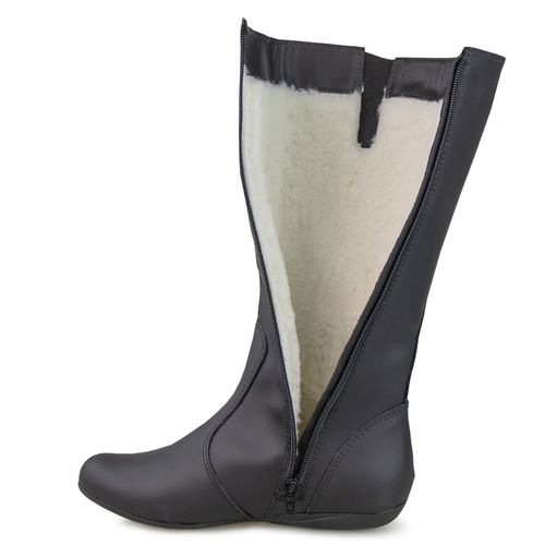 Bota feminina rasteira Fernie forrada em lã sintética Ref.:23662