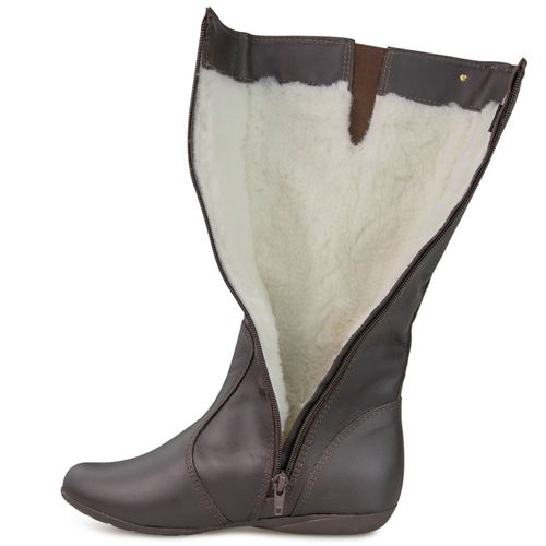 Bota feminina rasteira Fernie forrada em lã sintética Ref.:23662