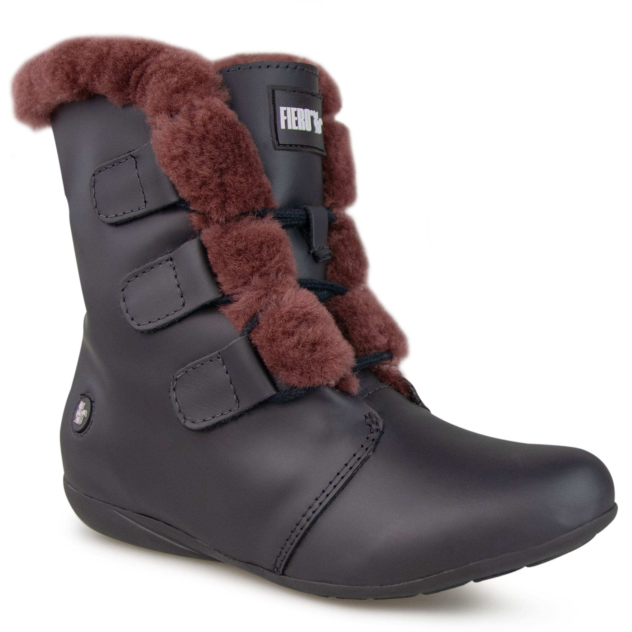 Bota feminina rasteira forrada em lã natural de carneiro Kenora Ref.:23658