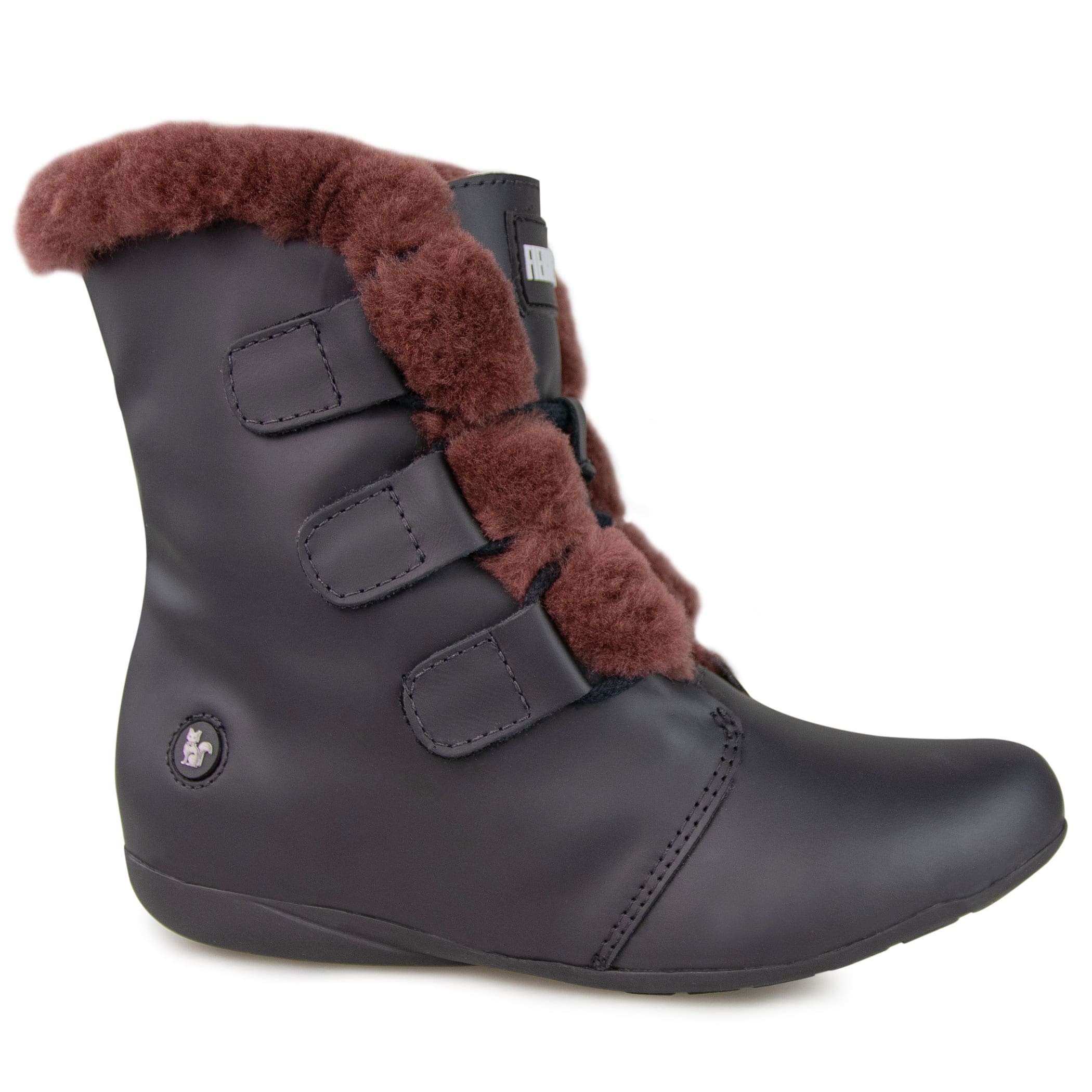 Bota feminina rasteira forrada em lã natural de carneiro Kenora Ref.:23658