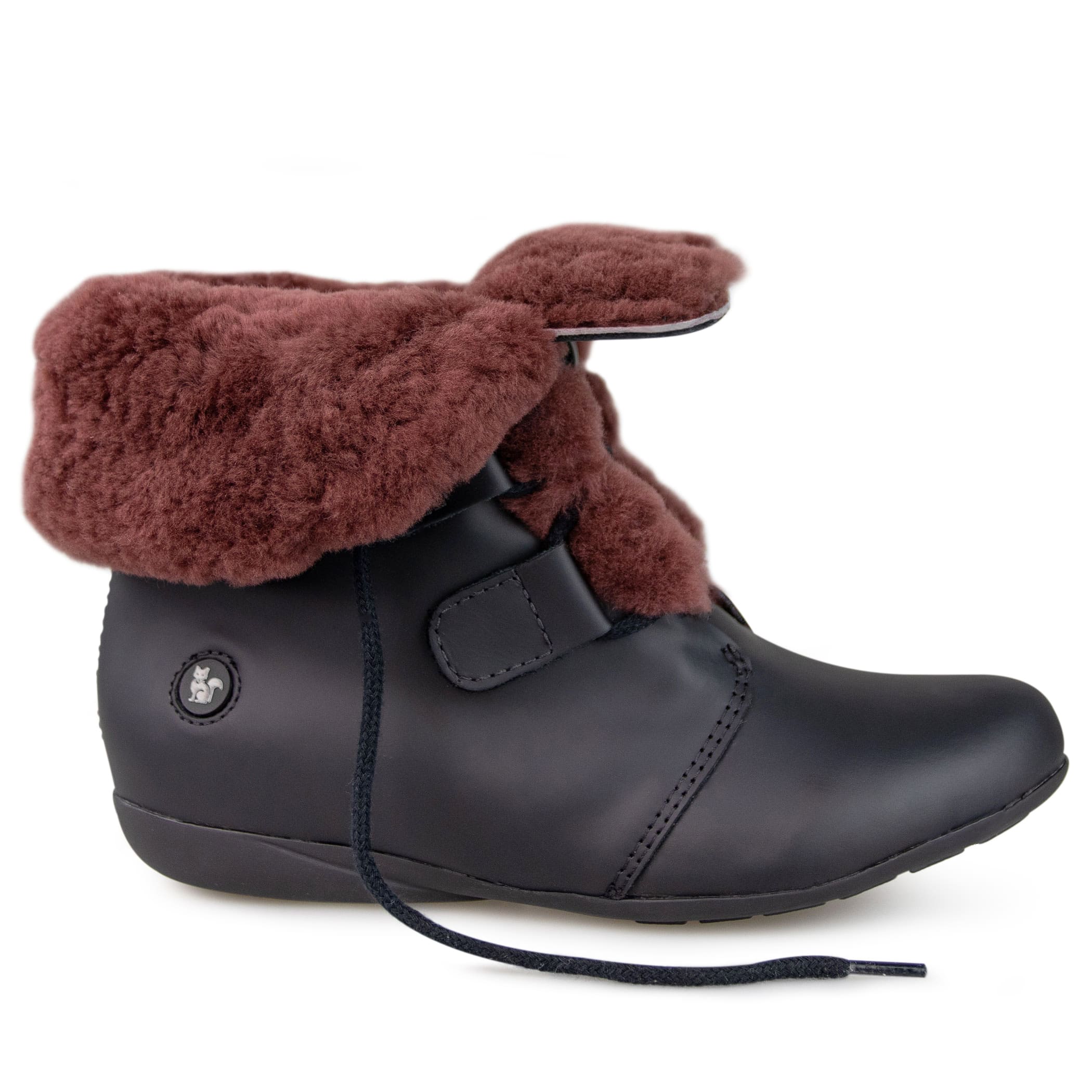 Bota feminina rasteira forrada em lã natural de carneiro Kenora Ref.:23658