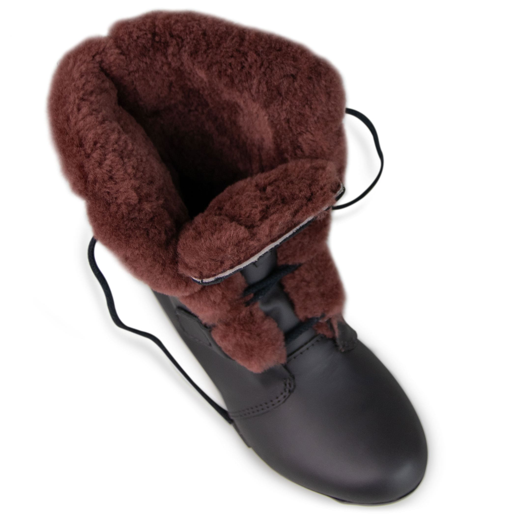 Bota feminina rasteira forrada em lã natural de carneiro Kenora Ref.:23658