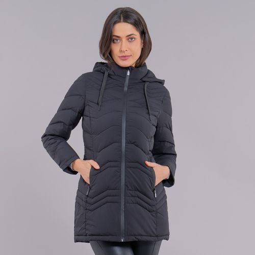 Casaco feminino puffer Soft Alpine Sestriere com capuz removível