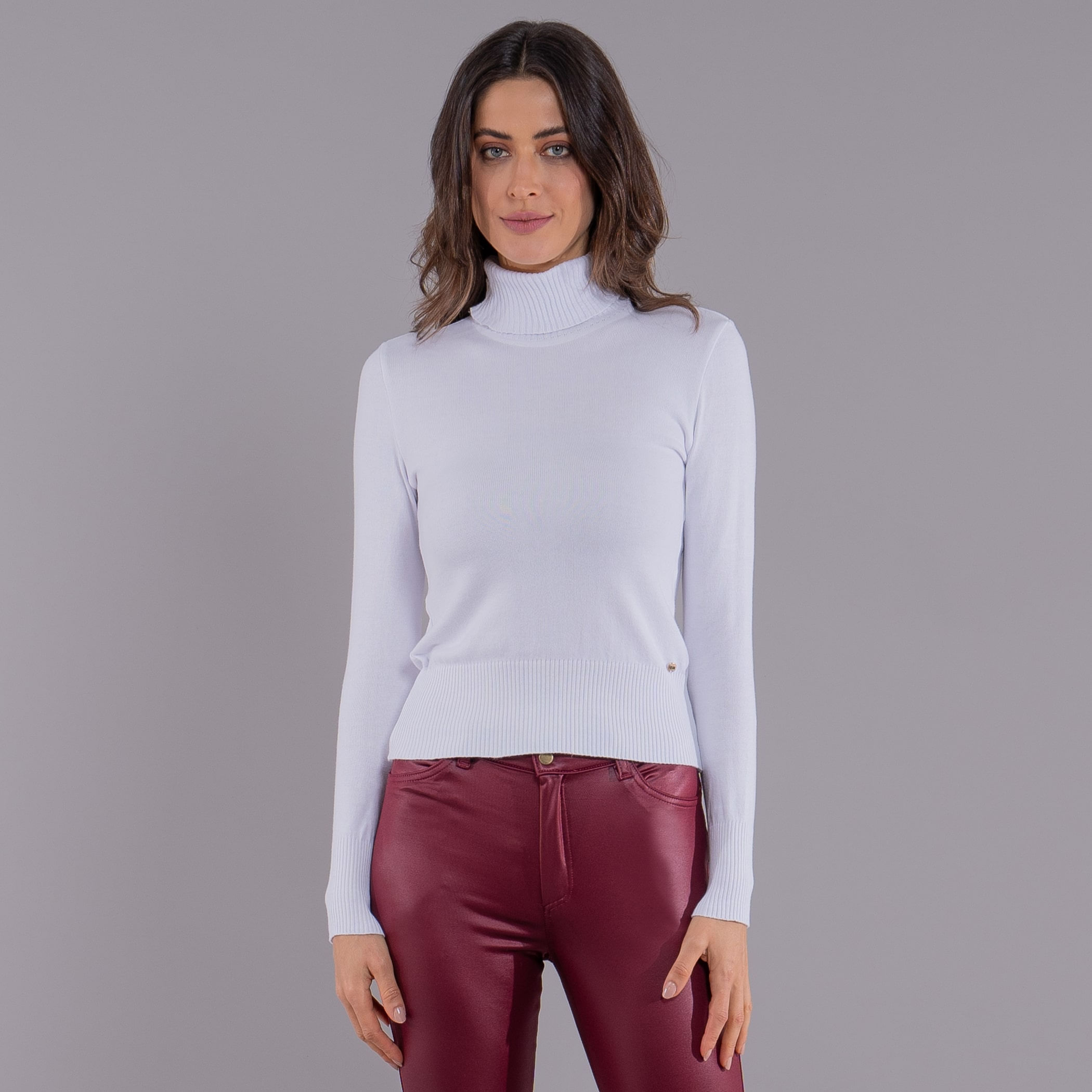 Suéter Feminino Tricô Premium Valência Gola Alta Canelada