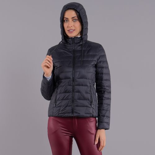 Casaco feminino puffer Ultralight Alpine Andorra com capuz removível