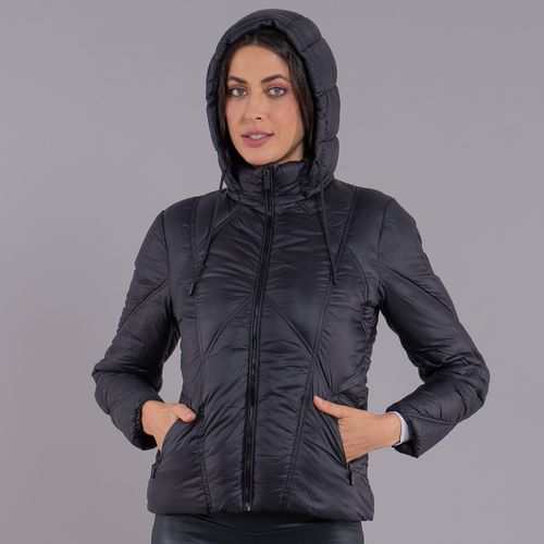 Casaco feminino puffer Tech Alpine Bansko com capuz removível