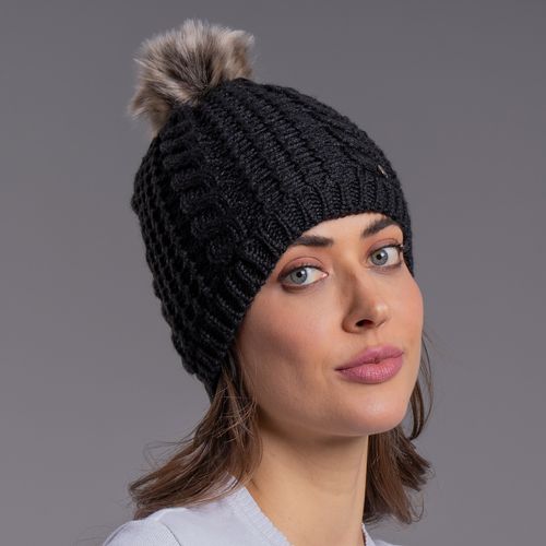 Gorro Feminino para o frio intenso forrado em lã com pompom forrado em lã Copenhague