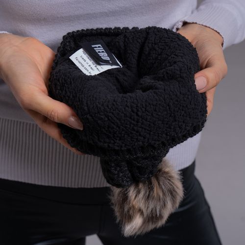 Gorro Feminino para o frio intenso forrado em lã com pompom forrado em lã Copenhague