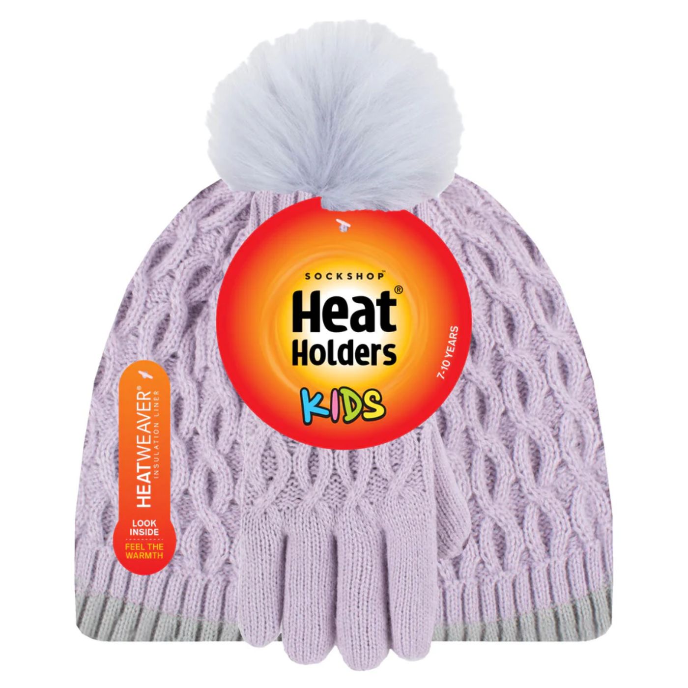Kit Gorro Pompom e Luva térmica feminino Roll Up Heat Holders 7 a 10 anos