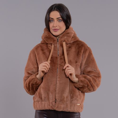 Jaqueta feminina de pelos Luxury Teddy com capuz