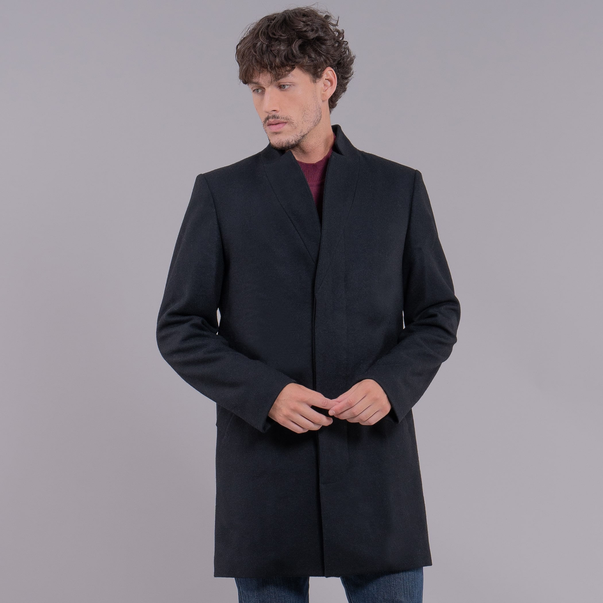 Casaco térmico gola alta slim masculino em lã premium Potsdam