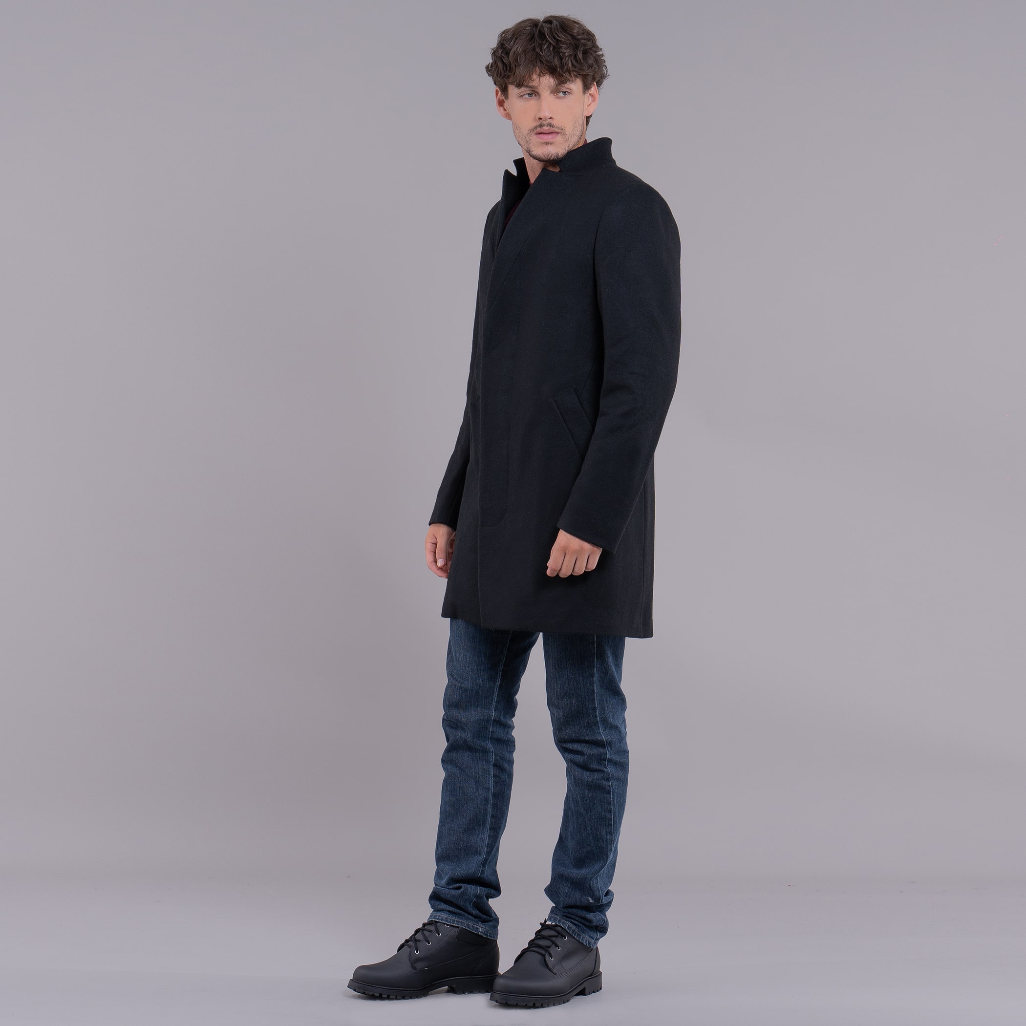Casaco térmico gola alta slim masculino em lã premium Potsdam