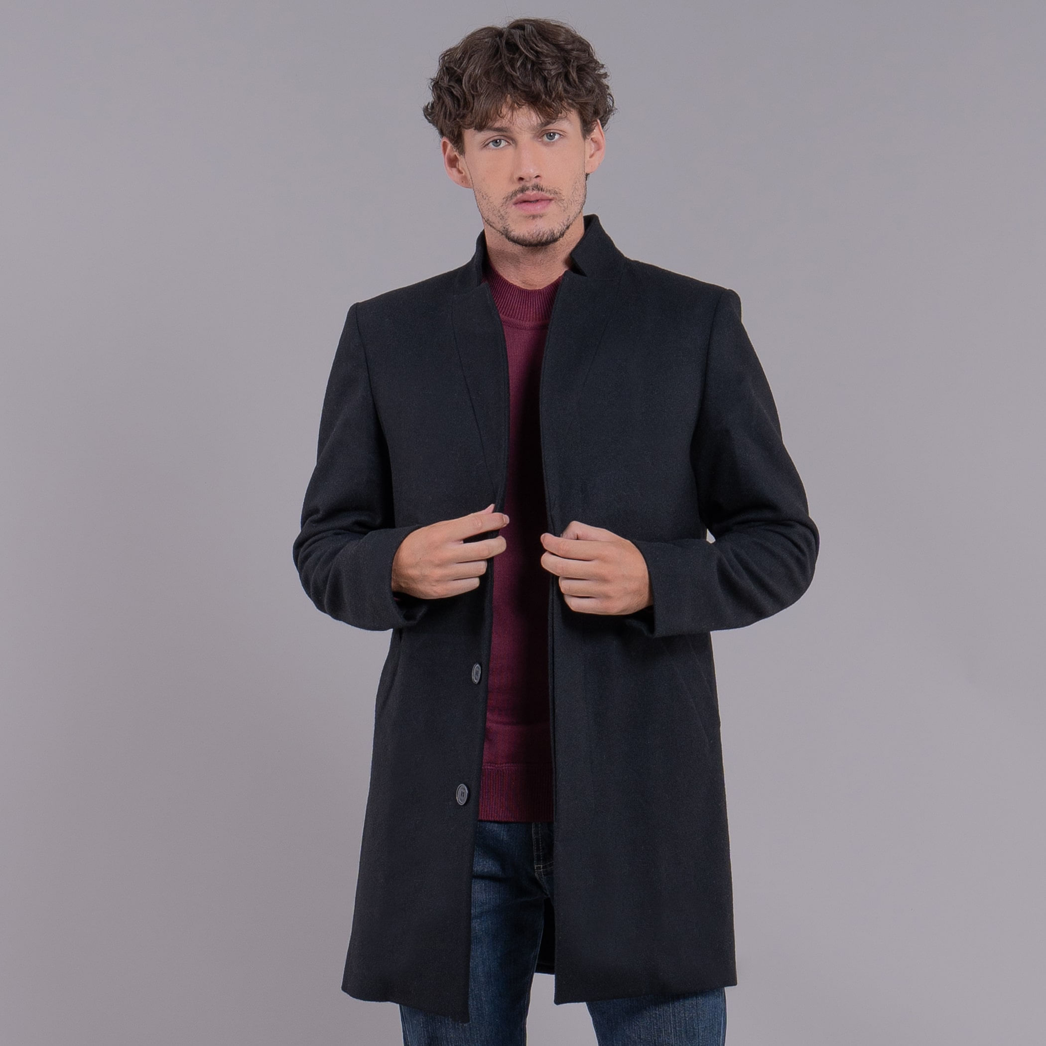 Casaco térmico gola alta slim masculino em lã premium Potsdam