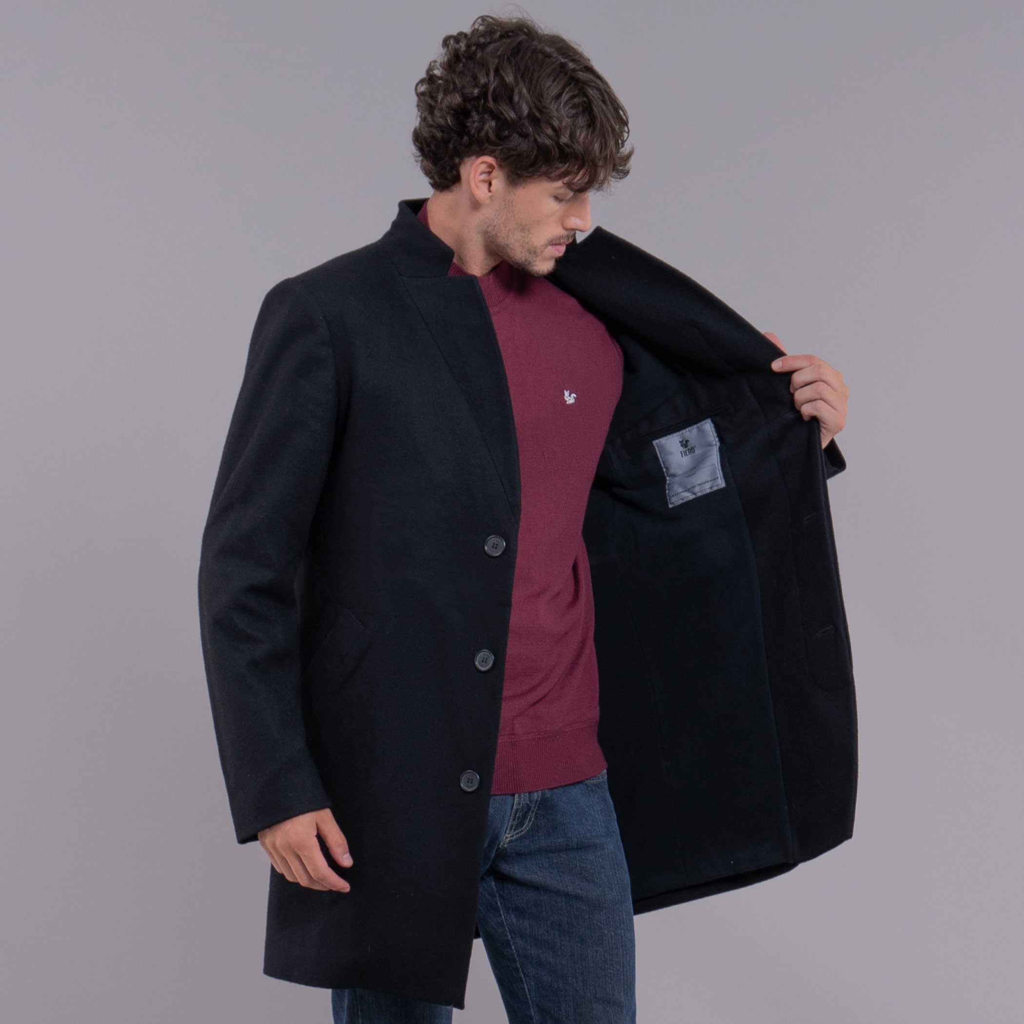 Casaco térmico gola alta slim masculino em lã premium Potsdam