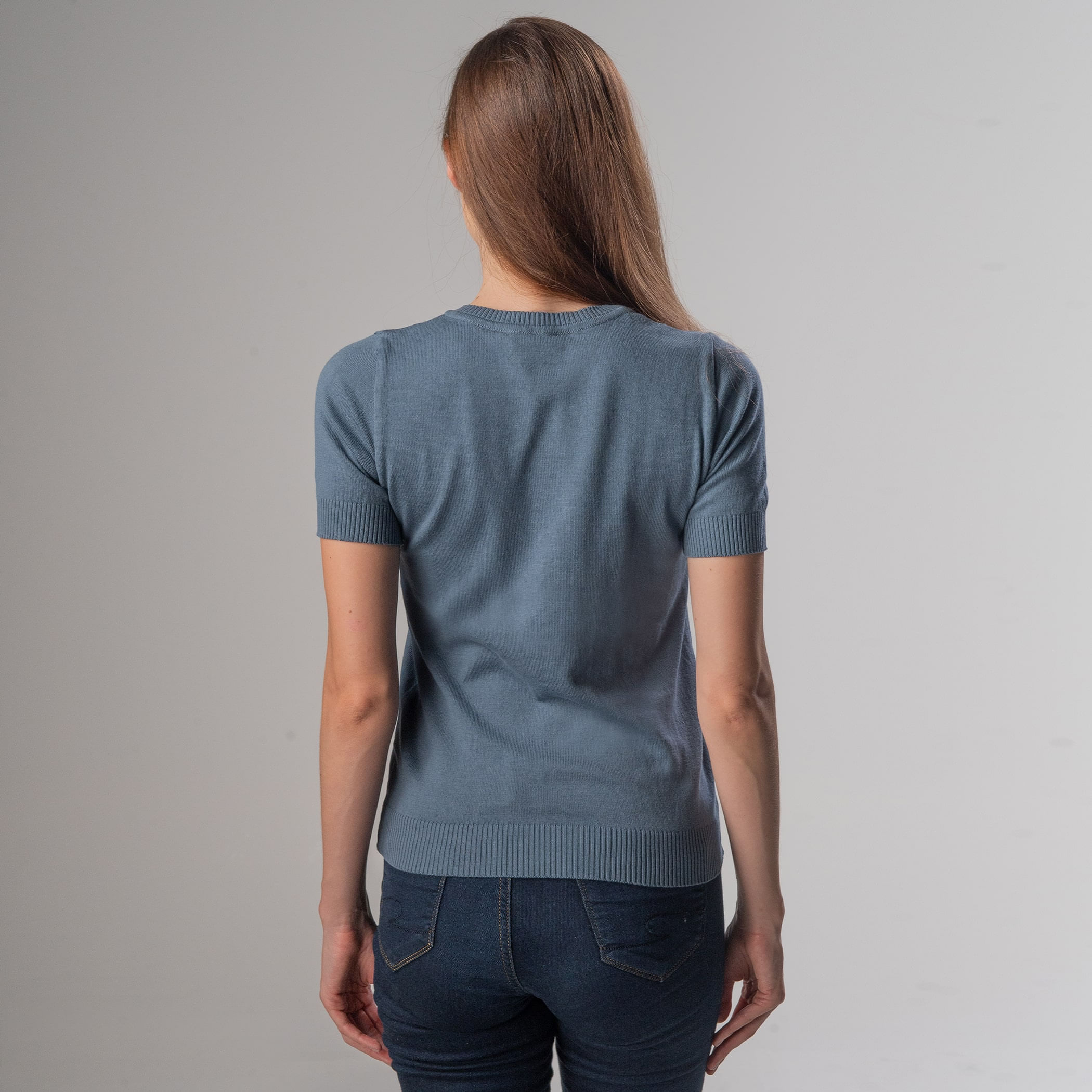 Blusa Tricô Feminina Manga Curta Brooklyn