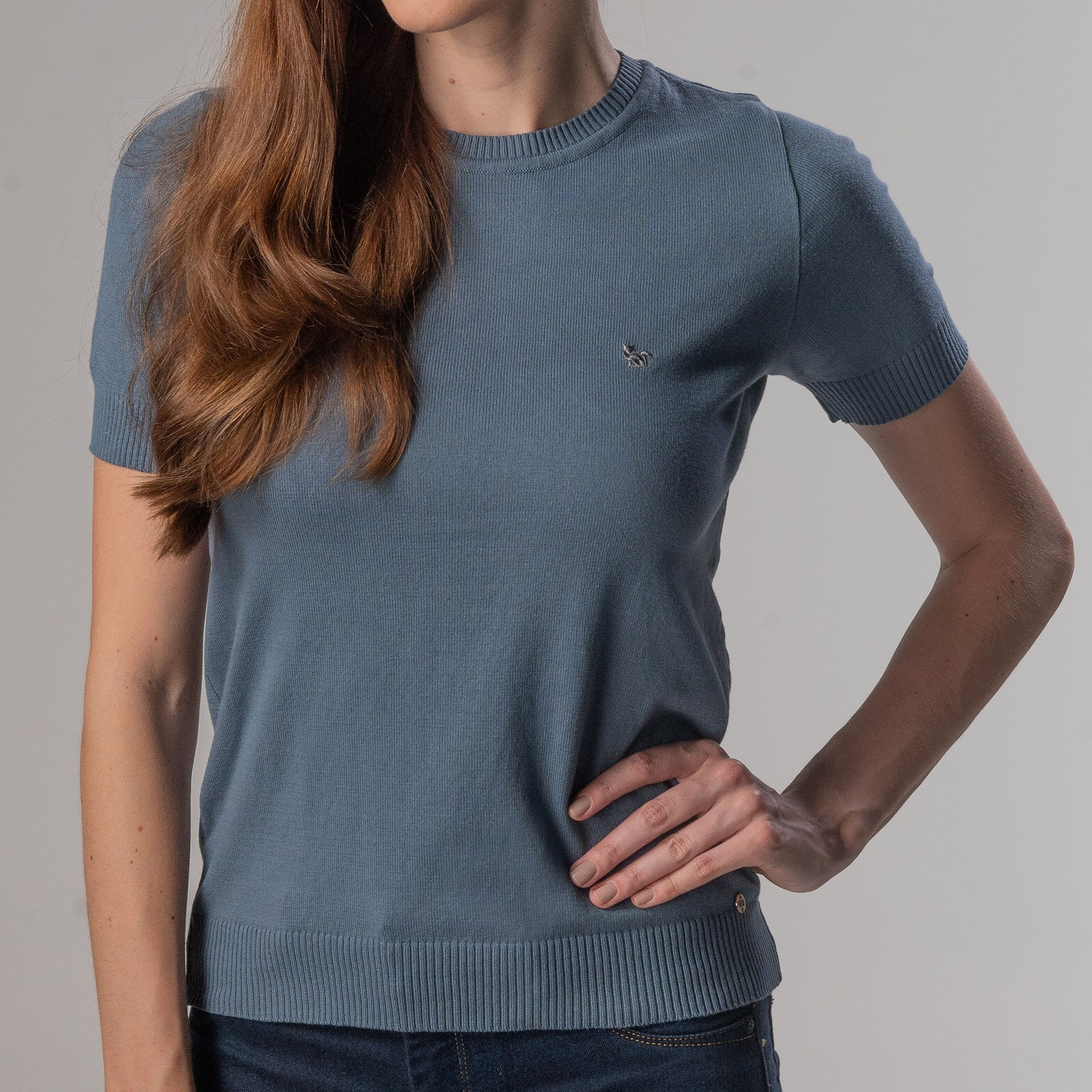 Blusa Tricô Feminina Manga Curta Brooklyn