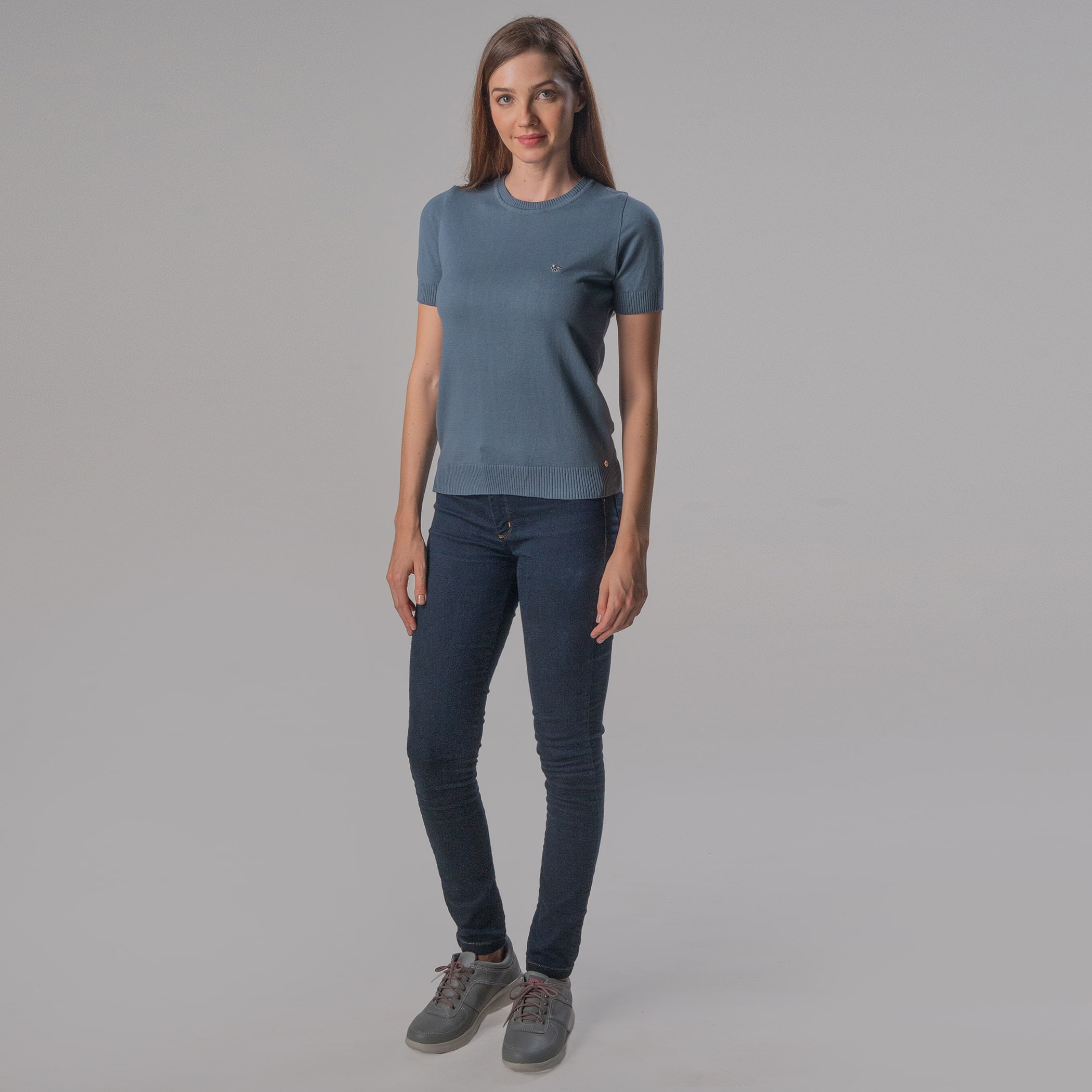 Blusa Tricô Feminina Manga Curta Brooklyn