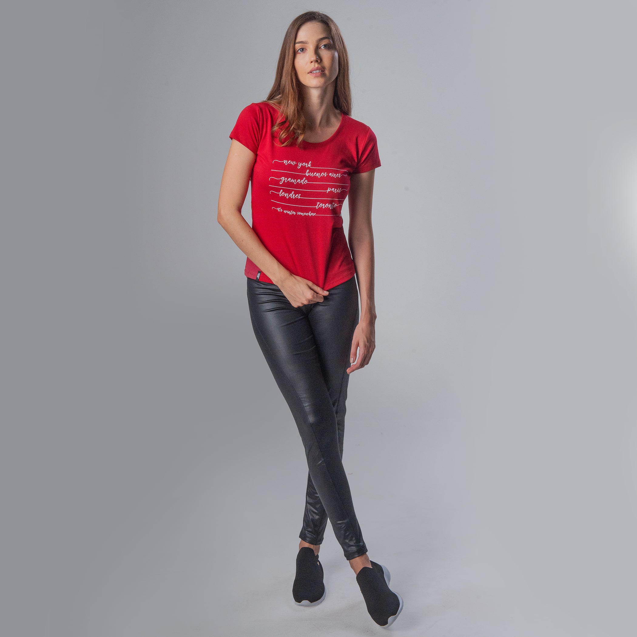 Camiseta Feminina Baby Look Manga curta Winter Destinations