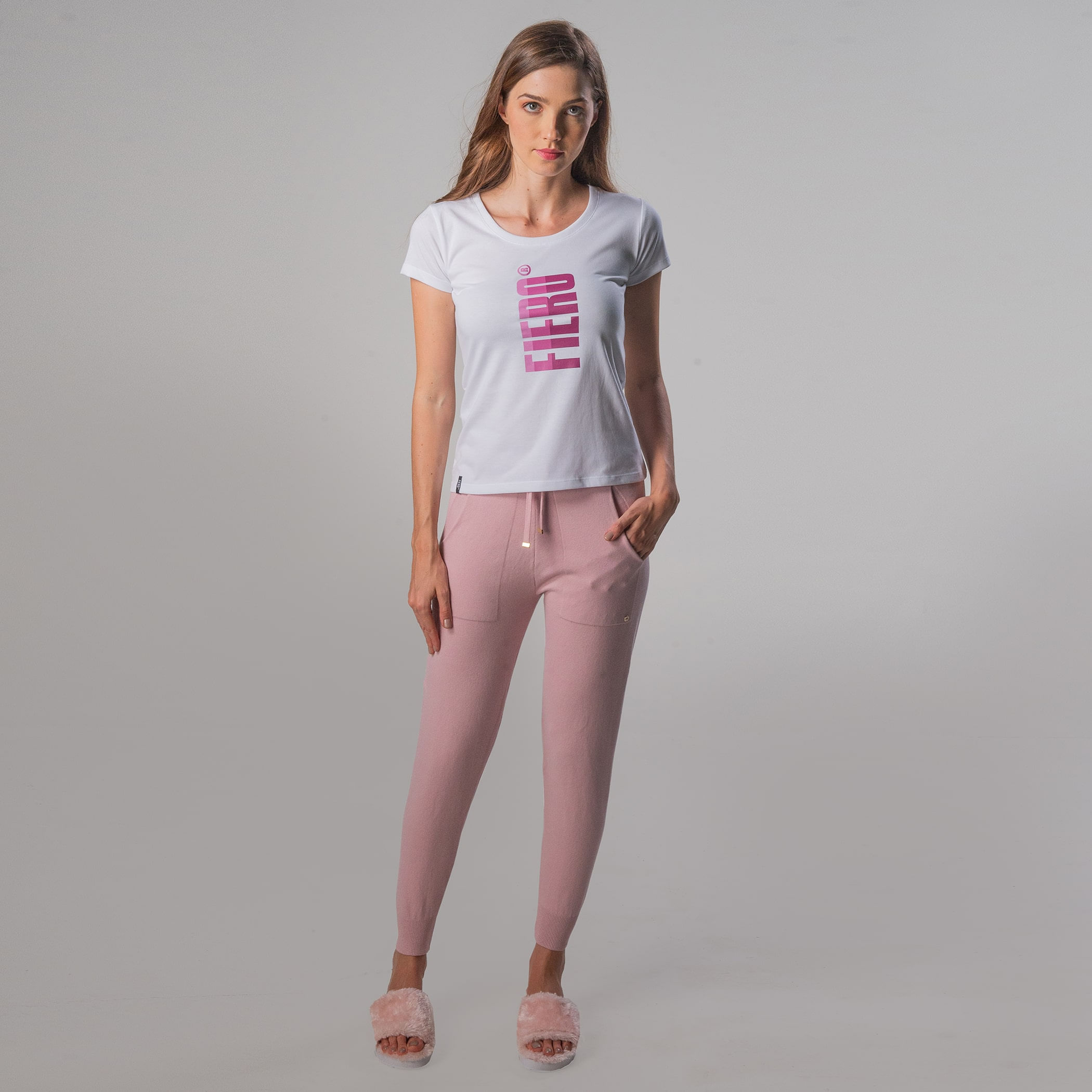Camiseta Feminina Baby Look Manga curta Degradê Fiero