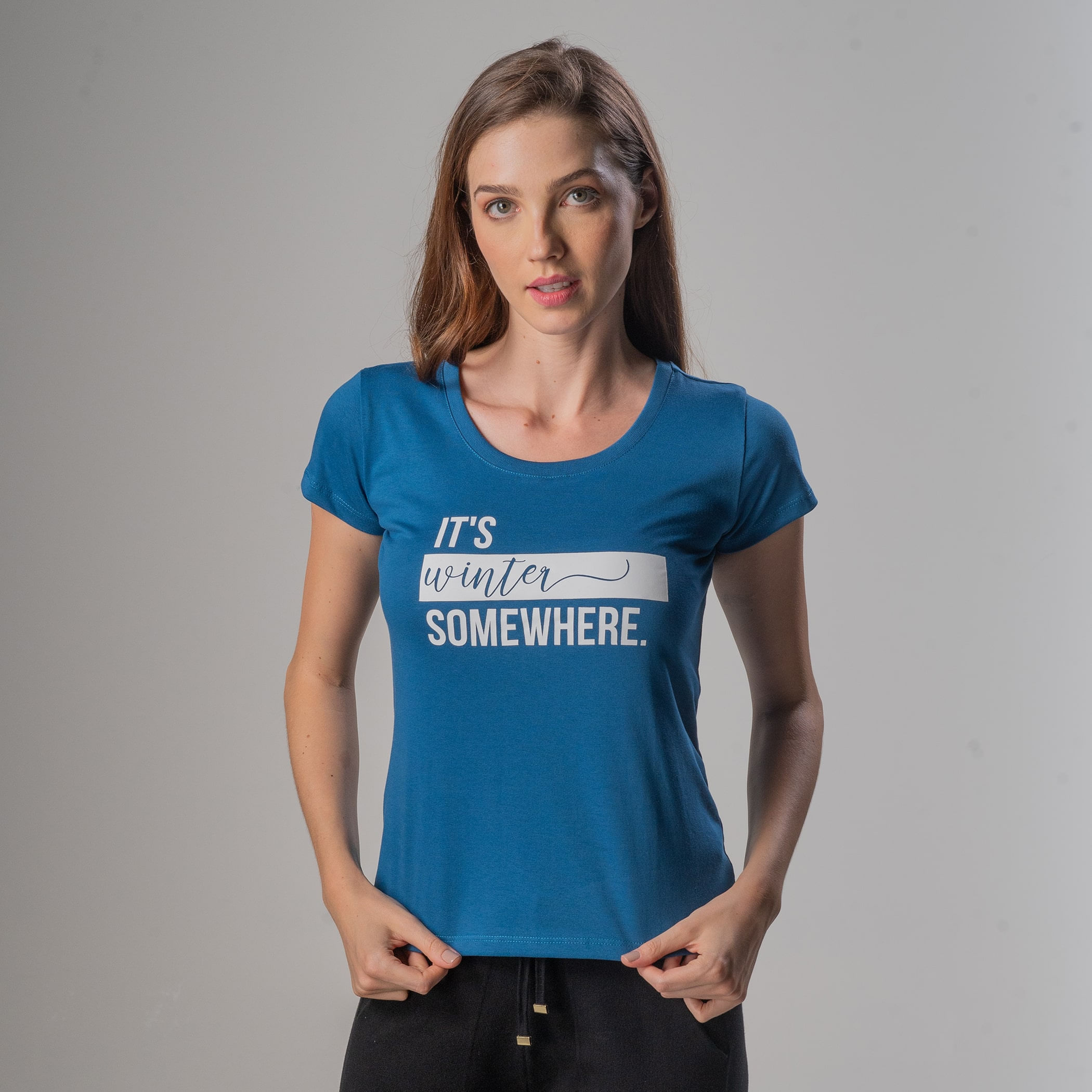 Camiseta Feminina Baby Look Manga curta It’s Winter Somewhere