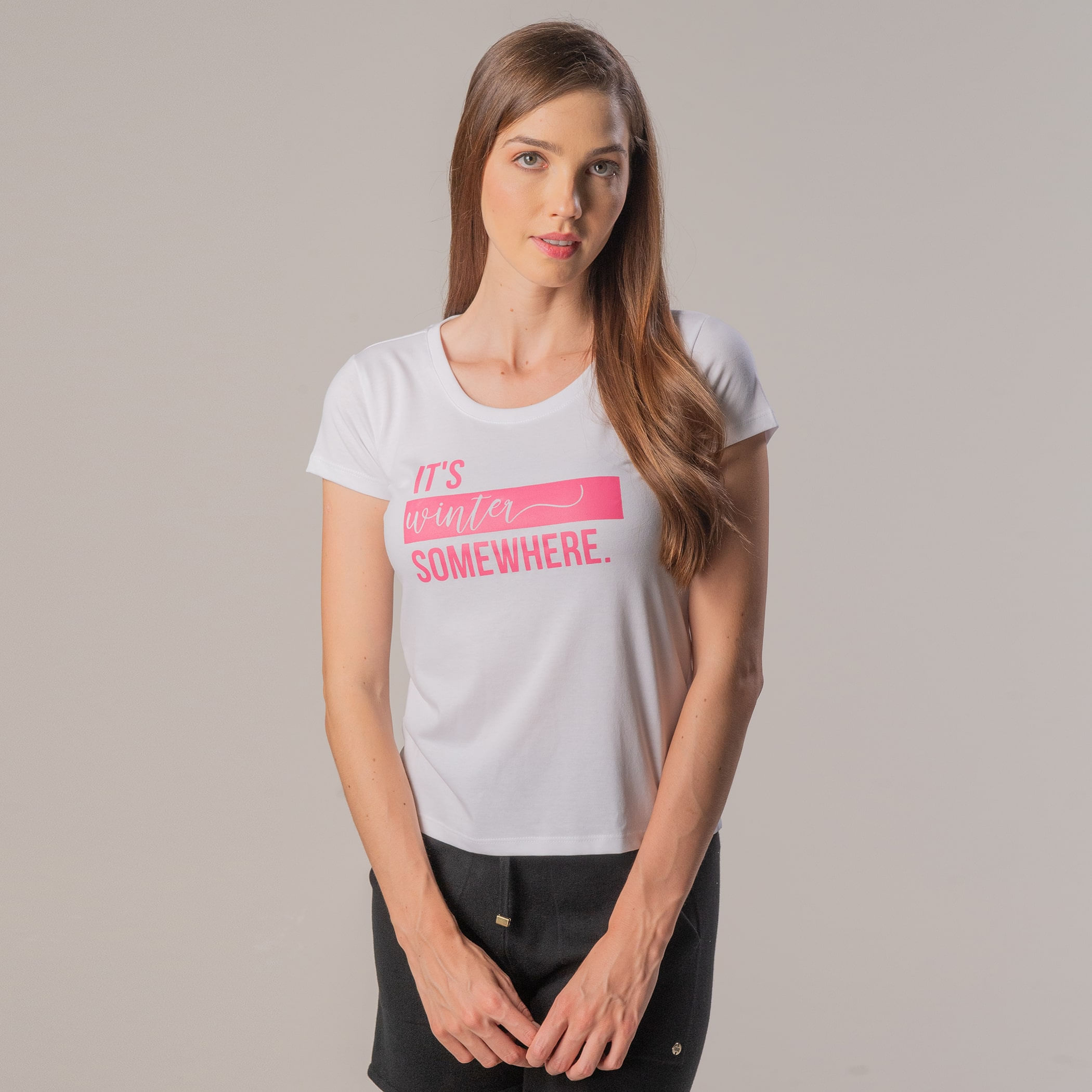 Camiseta Feminina Baby Look Manga curta It’s Winter Somewhere