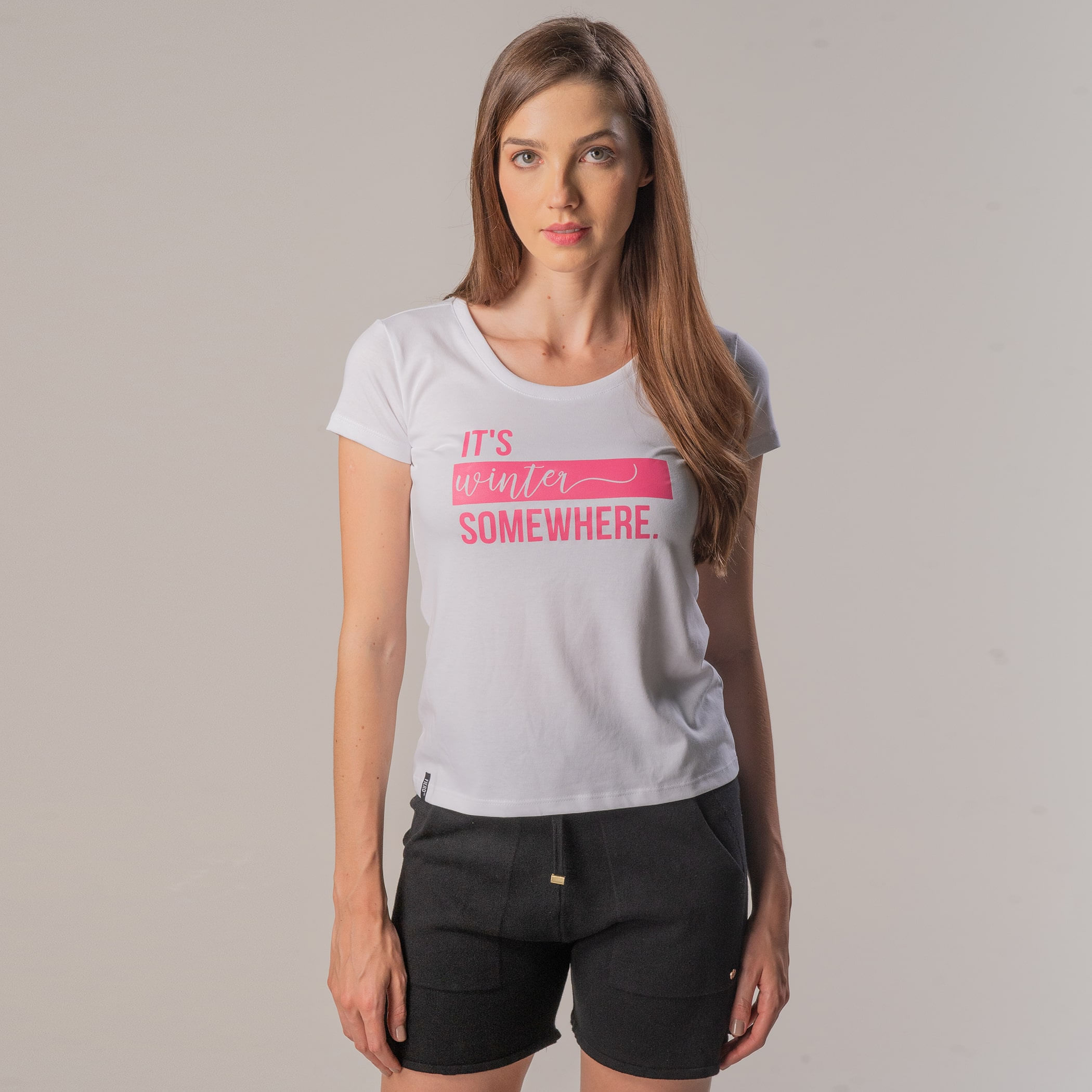 Camiseta Feminina Baby Look Manga curta It’s Winter Somewhere