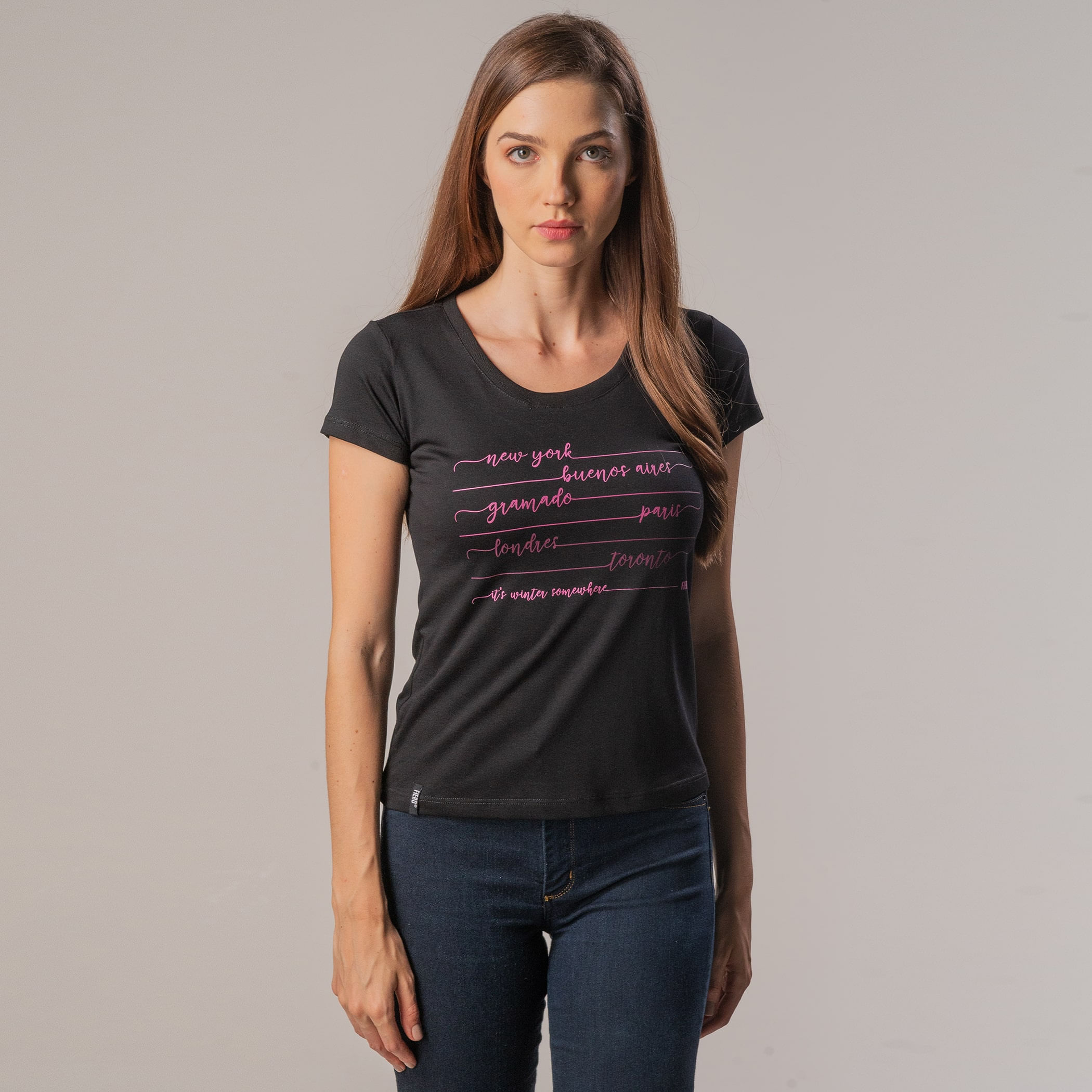 Camiseta Feminina Baby Look Manga curta Winter Destinations