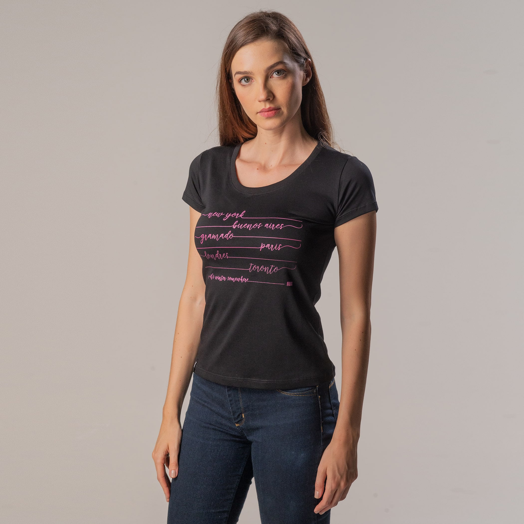 Camiseta Feminina Baby Look Manga curta Winter Destinations