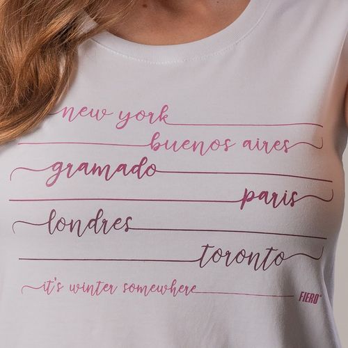 Camiseta Feminina Baby Look Manga curta Winter Destinations