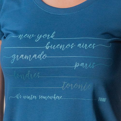Camiseta Feminina Baby look manga curta Winter Destinations