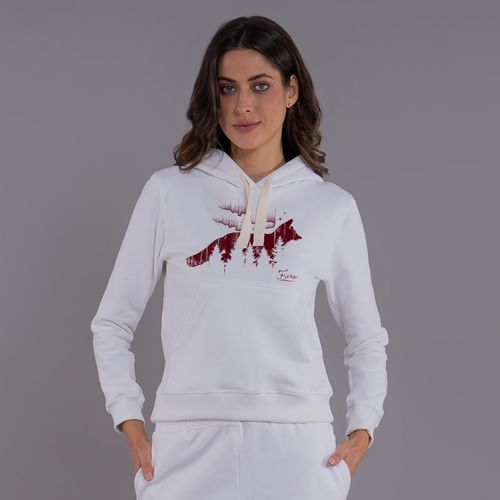 Moletom feminino Raposa Boreal canguru com forro peluciado