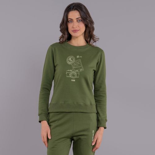 Moletom feminino Winter Photo gola redonda com forro peluciado