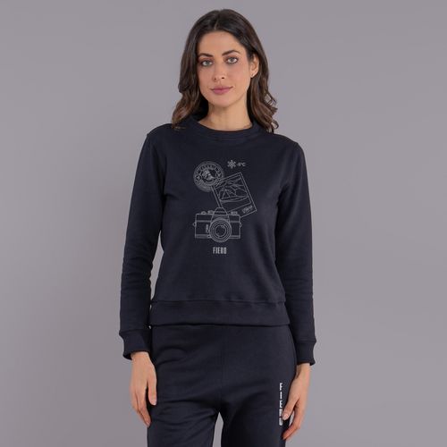 Blusa moletom feminino Winter Photo gola redonda com forro peluciado