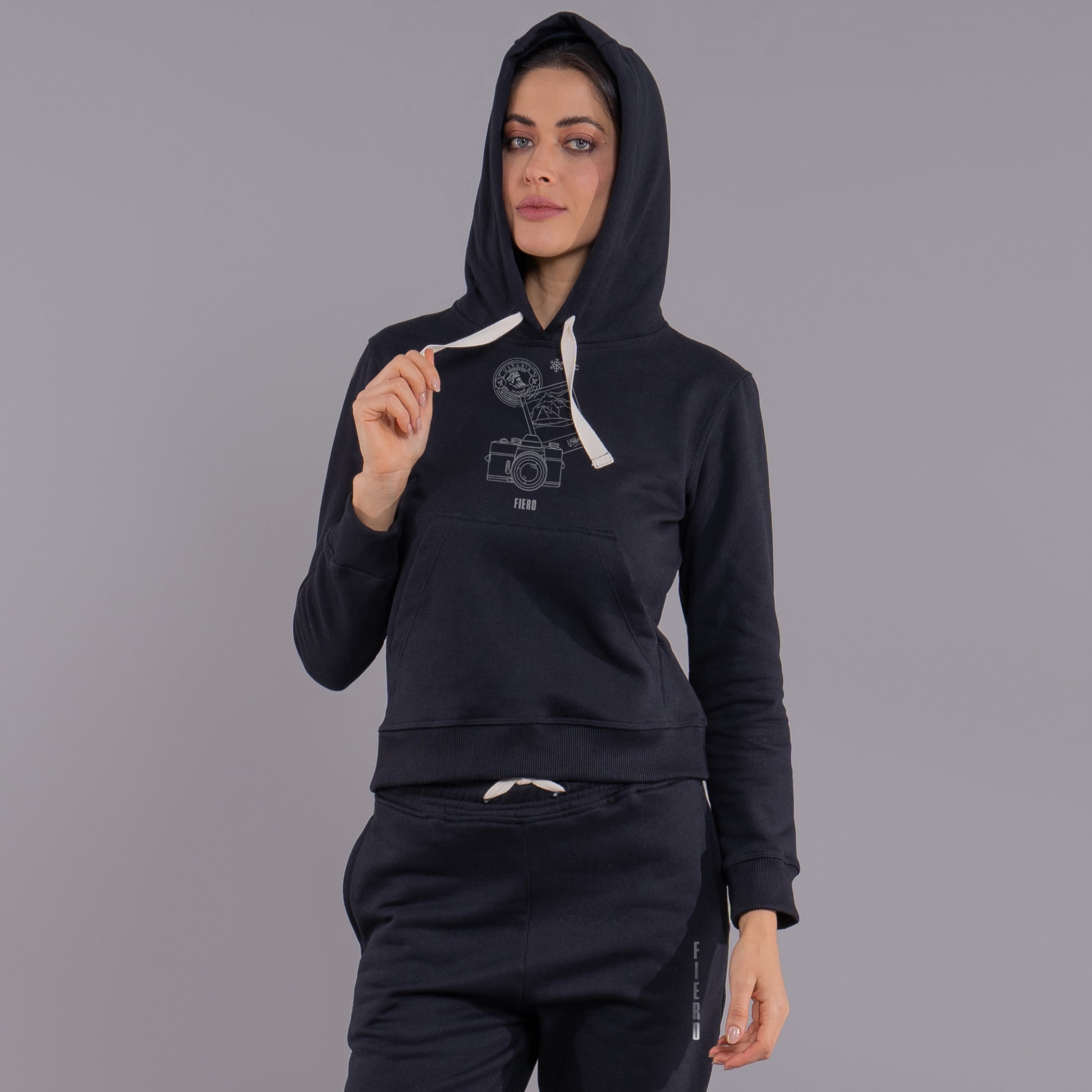 Moletom feminino Winter Photo canguru com forro peluciado