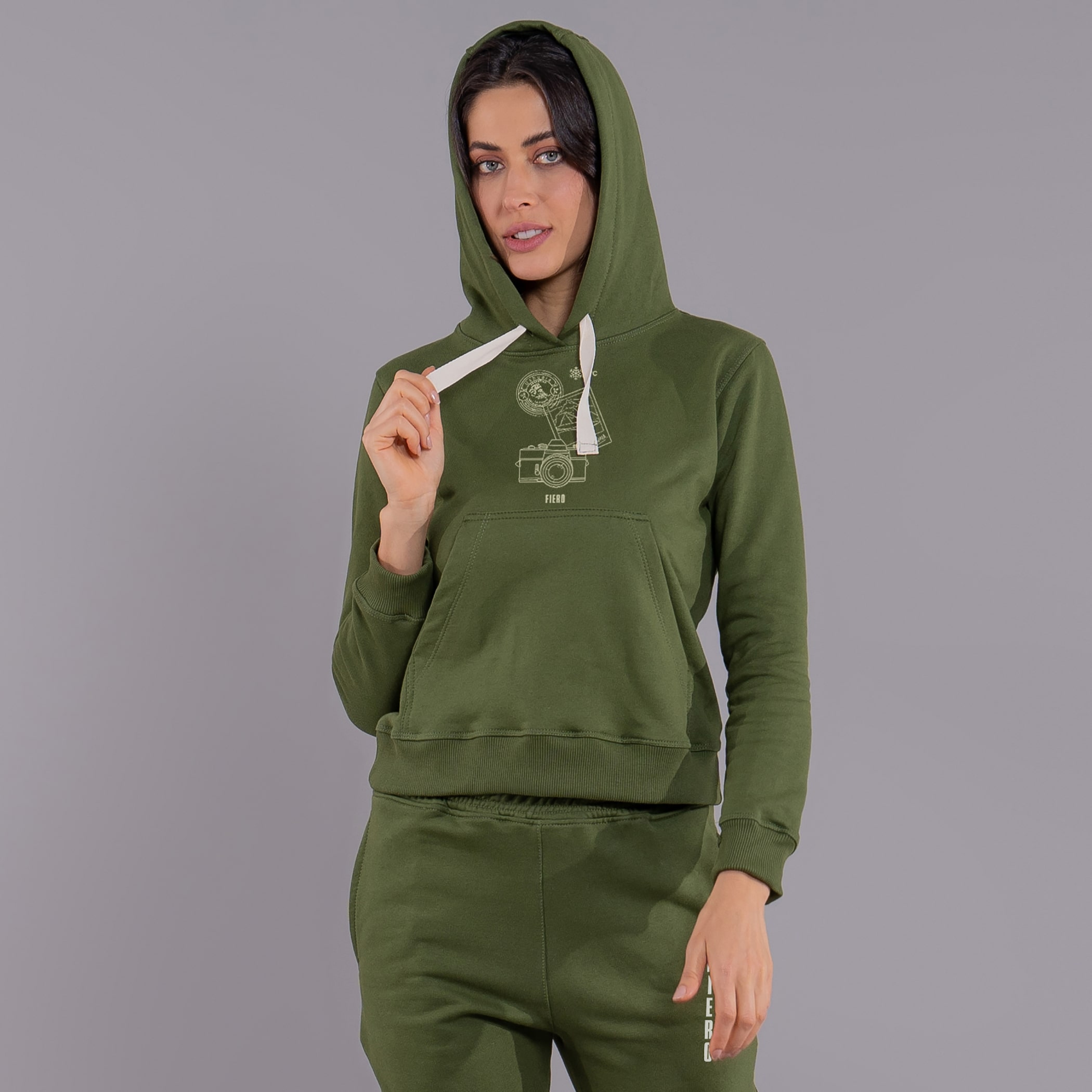 Moletom feminino Winter Photo canguru com forro peluciado