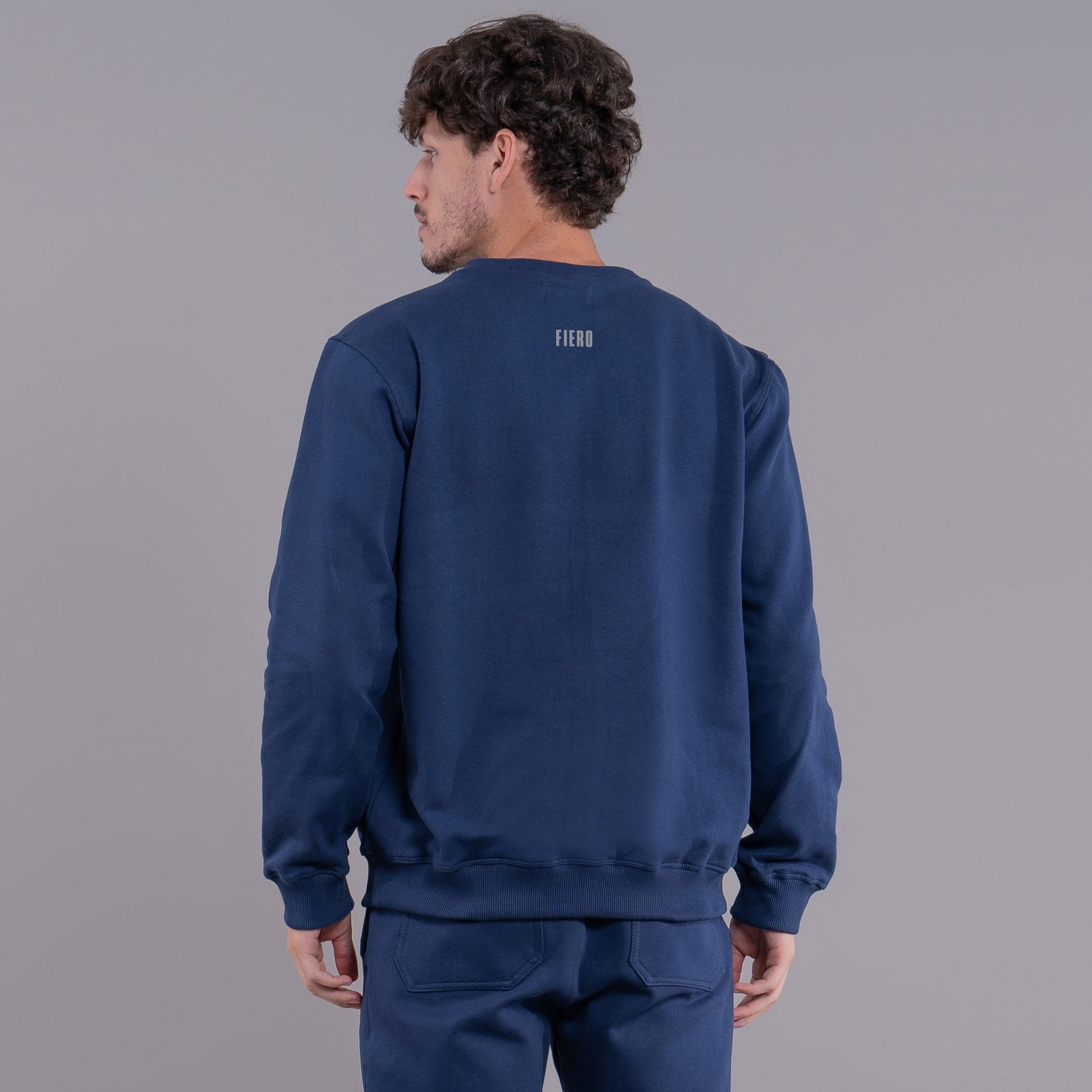 Moletom masculino Winter Photo gola redonda com forro peluciado