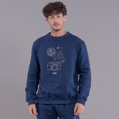 Moletom masculino Winter Photo gola redonda com forro peluciado