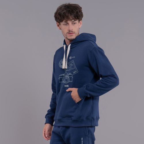 Moletom masculino Winter Photo canguru com forro peluciado